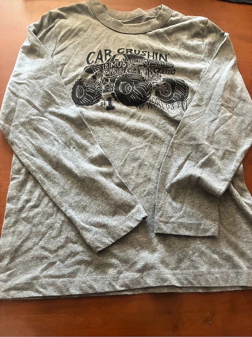 OshKosh B'gosh Car Crushin Monster Truck Long-Sleeve Graphic Tee Boys 10 Gray